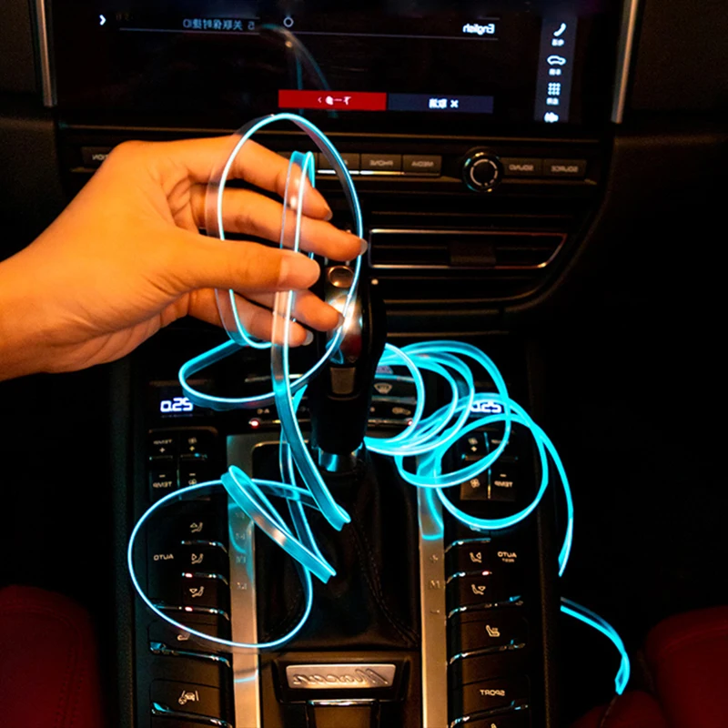 

5m Led Car Interior Atmosphere Light Strip El Cold Lamp With Usb Diy Decorative Neon Lamp Console Dashboard Auto Accessories