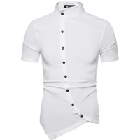 summer new mens slim short sleeve shirt fashion solid color large collar shirt mens shirt
