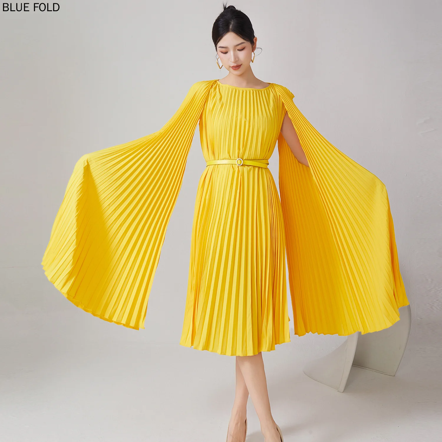 Женское плиссированное платье миаке свободное асимметричное средней длины с