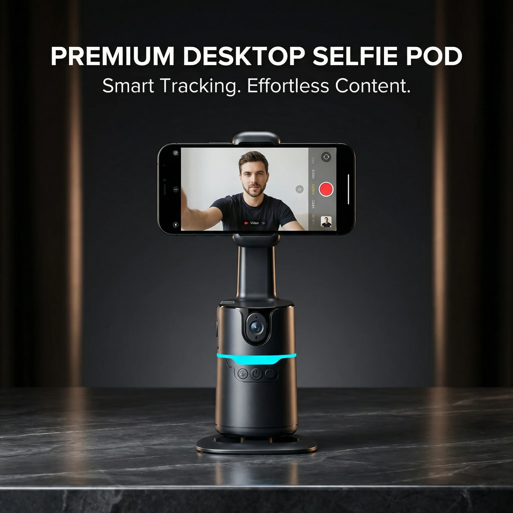 360 °   Автоматическая селфи-палка для телефона с функцией отслеживания лица, управление без приложения, универсальное крепление на штатив, совместимость со стандартными камерами (art.: 3920db098abf2) - 3920db098abf2
