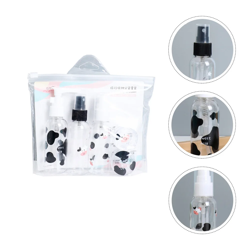 

1 Set Cartoon Cow Spray Bottle Sub Bottle Set Skin Care Product Travel Bottle