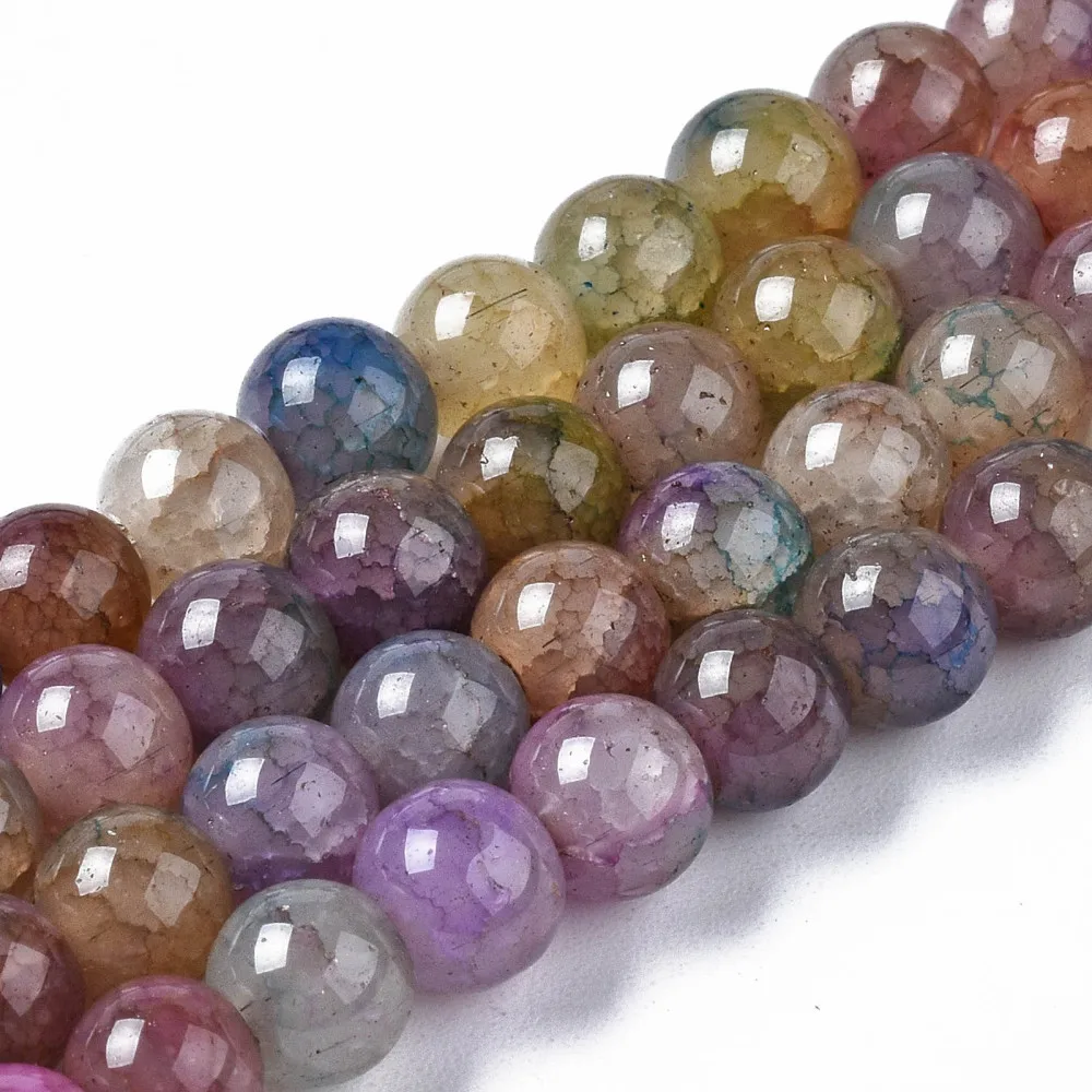 

10 Strand Transparent Crackle Glass Beads 5.5mm Dyed Round Beads Strand for jewelry making DIY bracelet necklace earring Decor