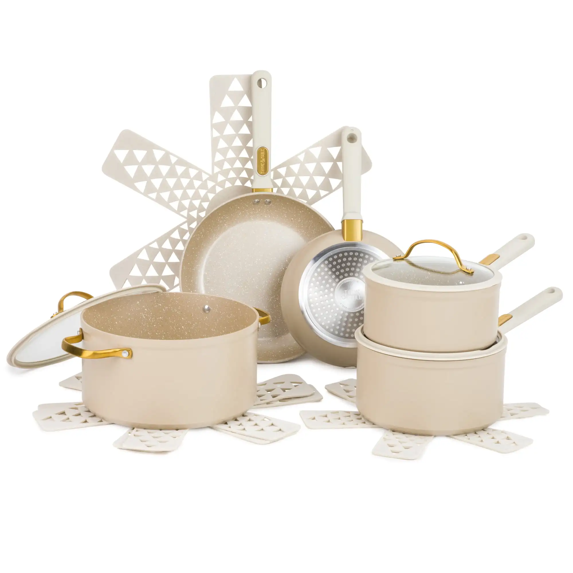 

Thyme & Table Nonstick 12 Piece Cookware Set, Taupe