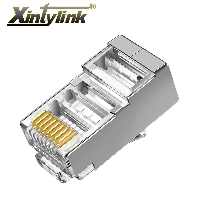 

xintylink rj45 connector cat6 network ethernet cable cat 6 plug 8p8c stp SFTP FTP rj 45 male jack lan shielded for pc module