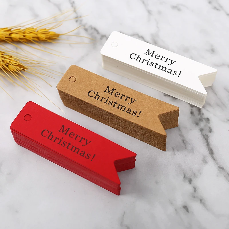 

100Pcs/Set Merry Christmas Tag Party Labels Kraft Paper Tags Gift Listing Card DIY Decoration Packaging Hang Card for Christmas