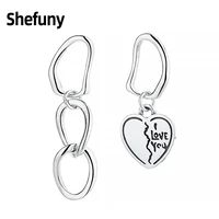 925 sterling silver heart i love you stud earrings letter asymmetrical geometric earrings for women fine jewelry party gift