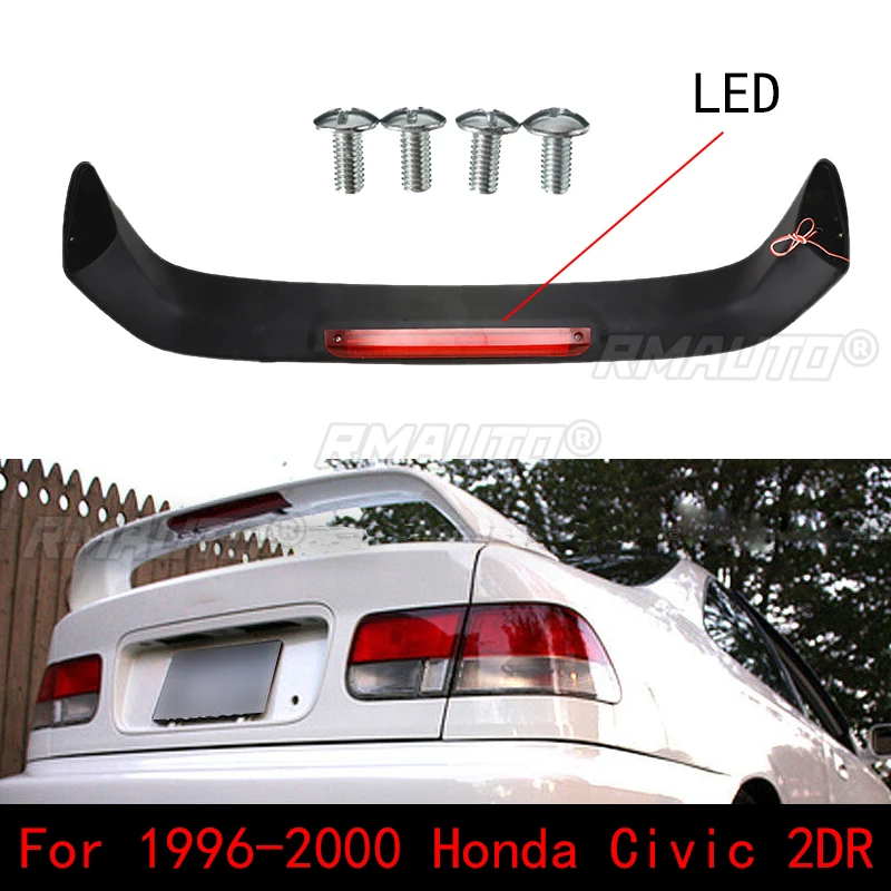 Фото Спойлер на крышку багажника RMAUTO в стиле JDM со светодиодным стоп-сигналом для Honda Civic 2DR Coupe 1996-2000, комплект для стайлинга кузова автомобиля №2