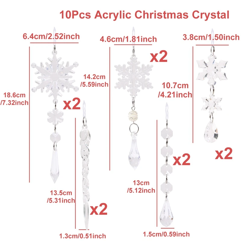 

Рождественские хрустальные акриловые украшения, рождественские украшения для дома, 2025, снежинка, рождественская елка, подвесные подвески, подарок на Новый год 2026