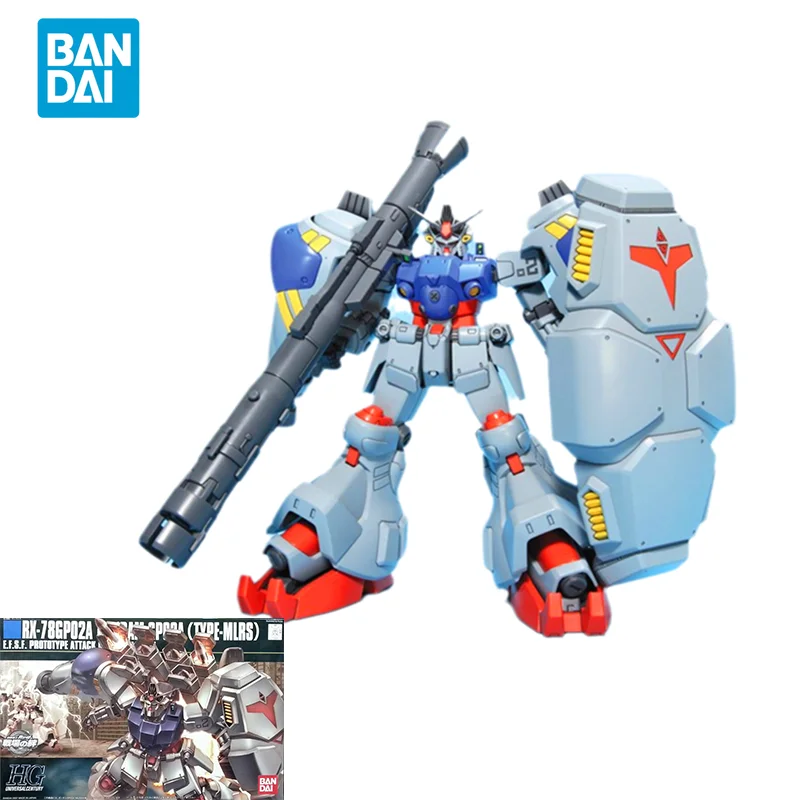 

Bandai Original GUNDAM Anime Model HGUC 1/144 RX-78GP02A GUNDAM GPO2A TYPE-MLRS Action Figure Assembly Model Toys Gifts For Kids