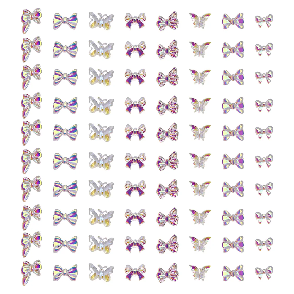 

80Pcs Resin Bow Nail Decors Nail DIY Decors Nail Art Butterflies Charms