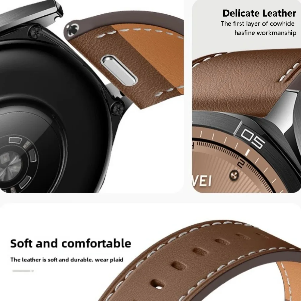 Фото Кожаный ремешок 22 мм для Huawei Watch GT5/GT5 Pro/GT4, 46 мм, деловой кожаный ремешок для HUAWEI Watch GT3pro, 46 мм, браслет №5