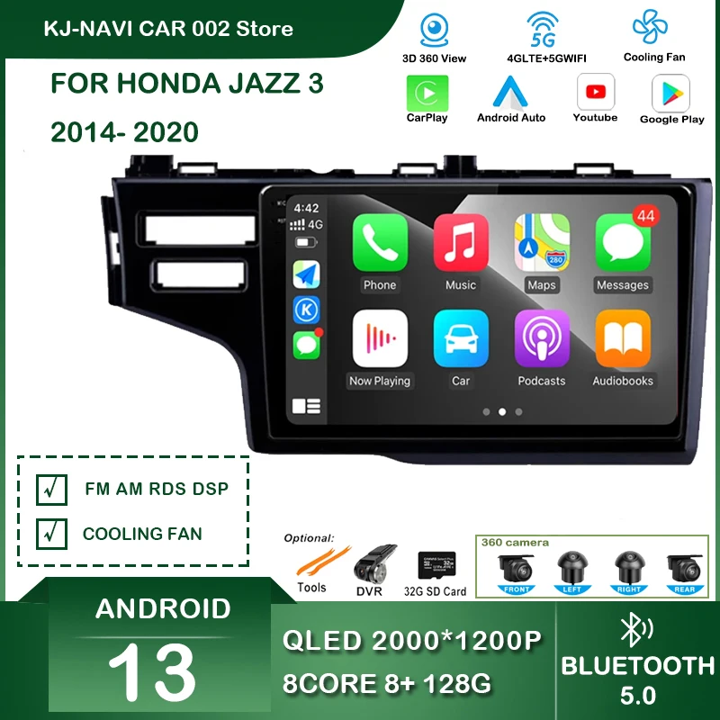 

9 ''Android 13 для Honda Jazz 3 2015 - 2020 Fit 3 GP GK 2013 - 2020 автомобильное радио мультимедийный плеер GPS навигация 4G Carplay DVD