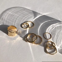 8setpcs fashion korea irregular twist texture opening adjustable metal ring for women girls wedding party summer jewelry gifts