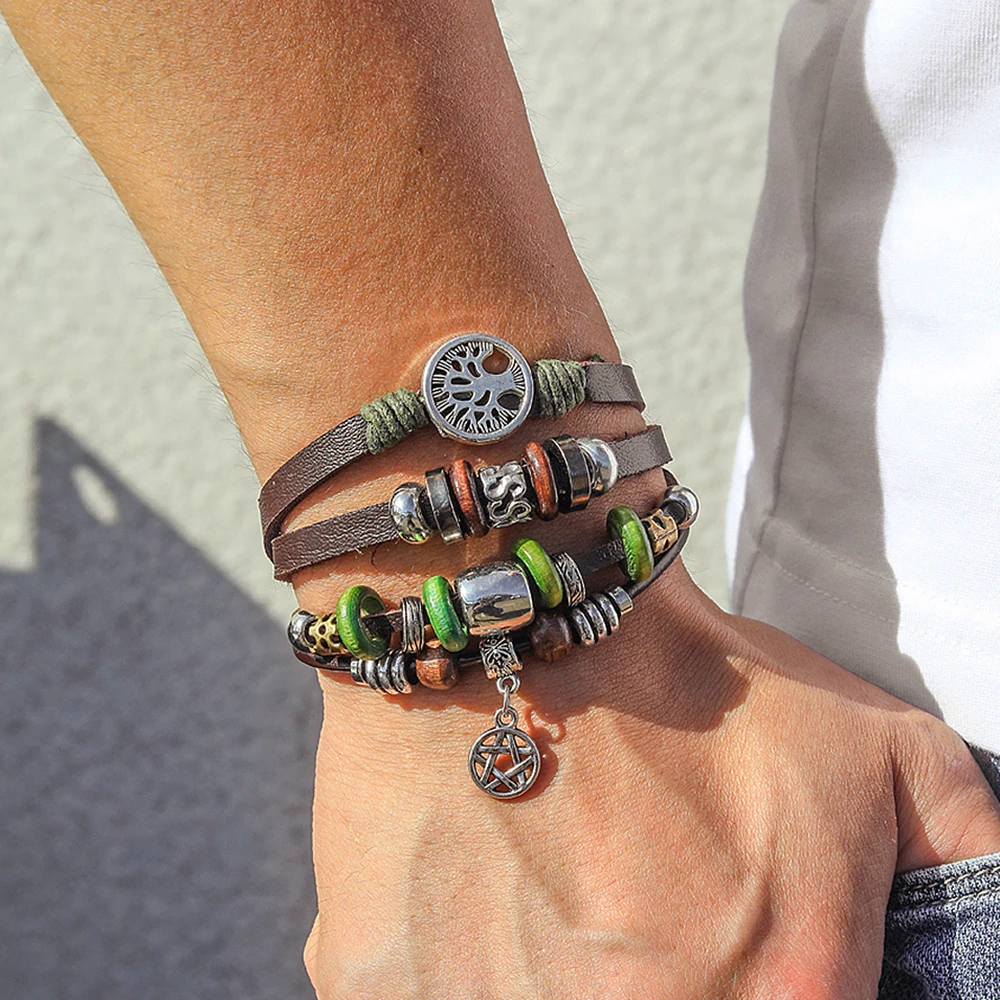 Женский кожаный браслет «Древо жизни», в стиле ретро Женские модные ...