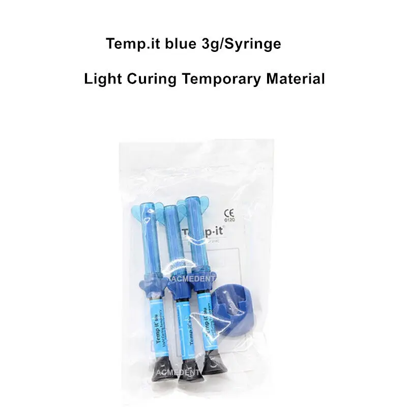 

3Pcs Dental SPIDENT Temp it Light Curing Temporary Filling Elastic Composite Seal Blue