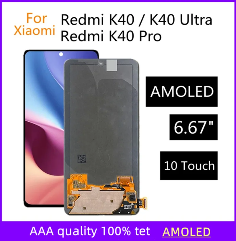 

ЖК-дисплей AMOLED 6,67 дюйма для Xiaomi Redmi K40 Pro PLUS, сенсорный экран с дигитайзером для Xiaomi Redmi K40 Ultra, ЖК-дисплей