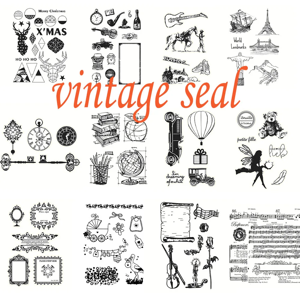 

New Arrival Vintage Stamp DIY Seals Clear Rubber Stamps for Stamping Scrapbooking Album Card Decoration Supplies Stationery