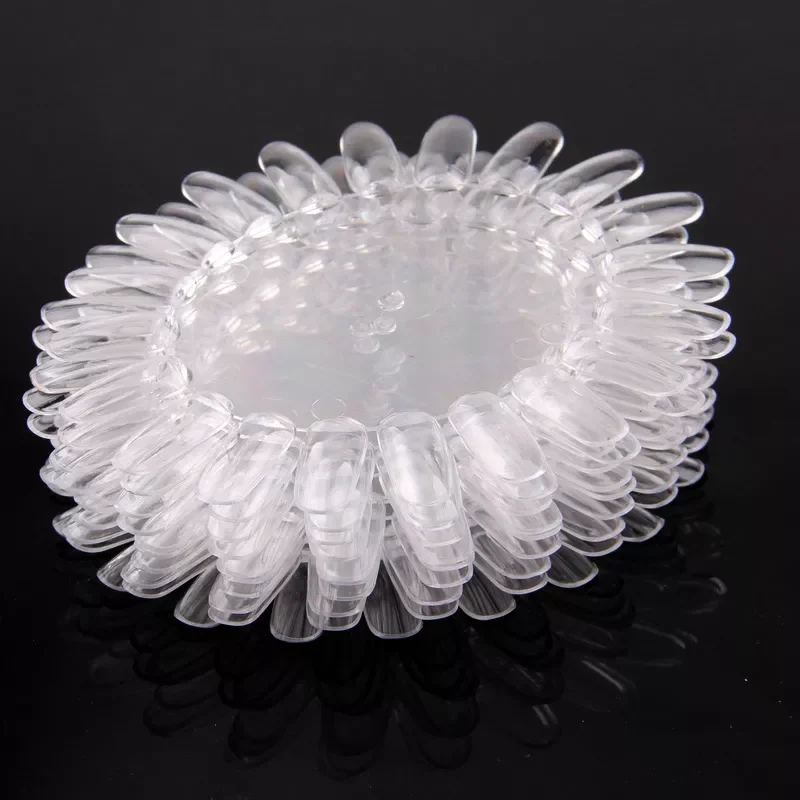 

60Pcs Natural White/Clear Fake Nail Art Display Nail Polish Glue Display Wheel Design Beauty Nails Tool