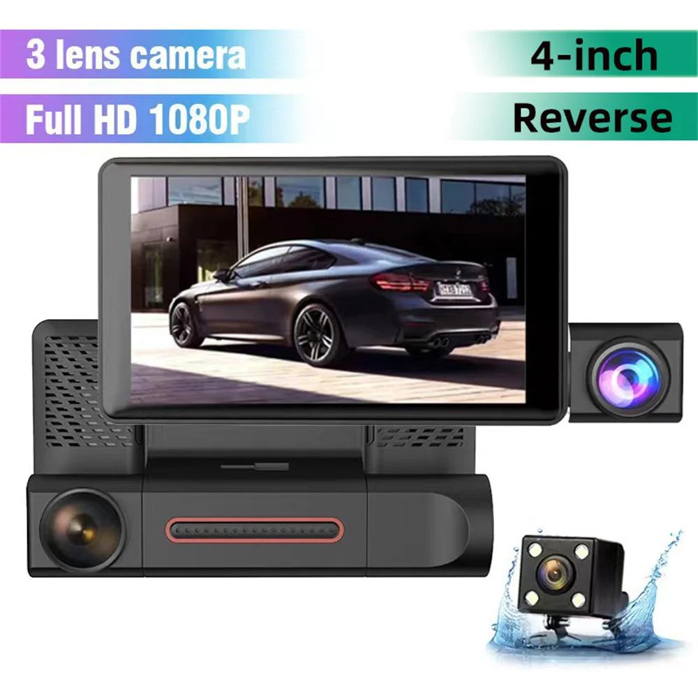 

Car Dash Cam 1080P Front Cabin And Rear Car DVR Camera 4" Video Recorder Night Vison G-Sensor Loop Recording 24h Parking Monitor