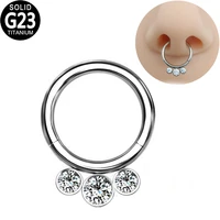 g23 titanium nose rings ear piercing hoop 3 outer zircon tragus cartilage earrings hinged segment helix nose studs for women