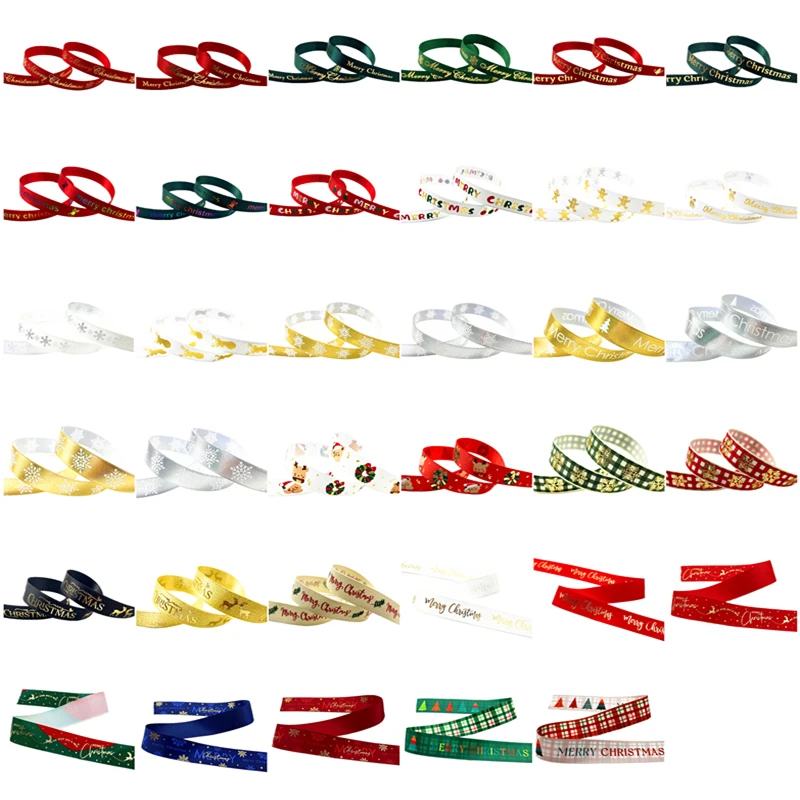 

1 yard High Quality Christmas Ribbons Printed Grosgrain Ribbons for Gift Wrapping Wedding Decoration Hair Bows DIY