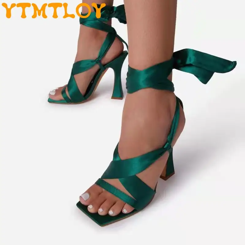 

European And American Style Women's Shoes, Cross Straps, One Word Strap Sandals, Popular Trendy Roman Sandals, Thick Heels, Wate