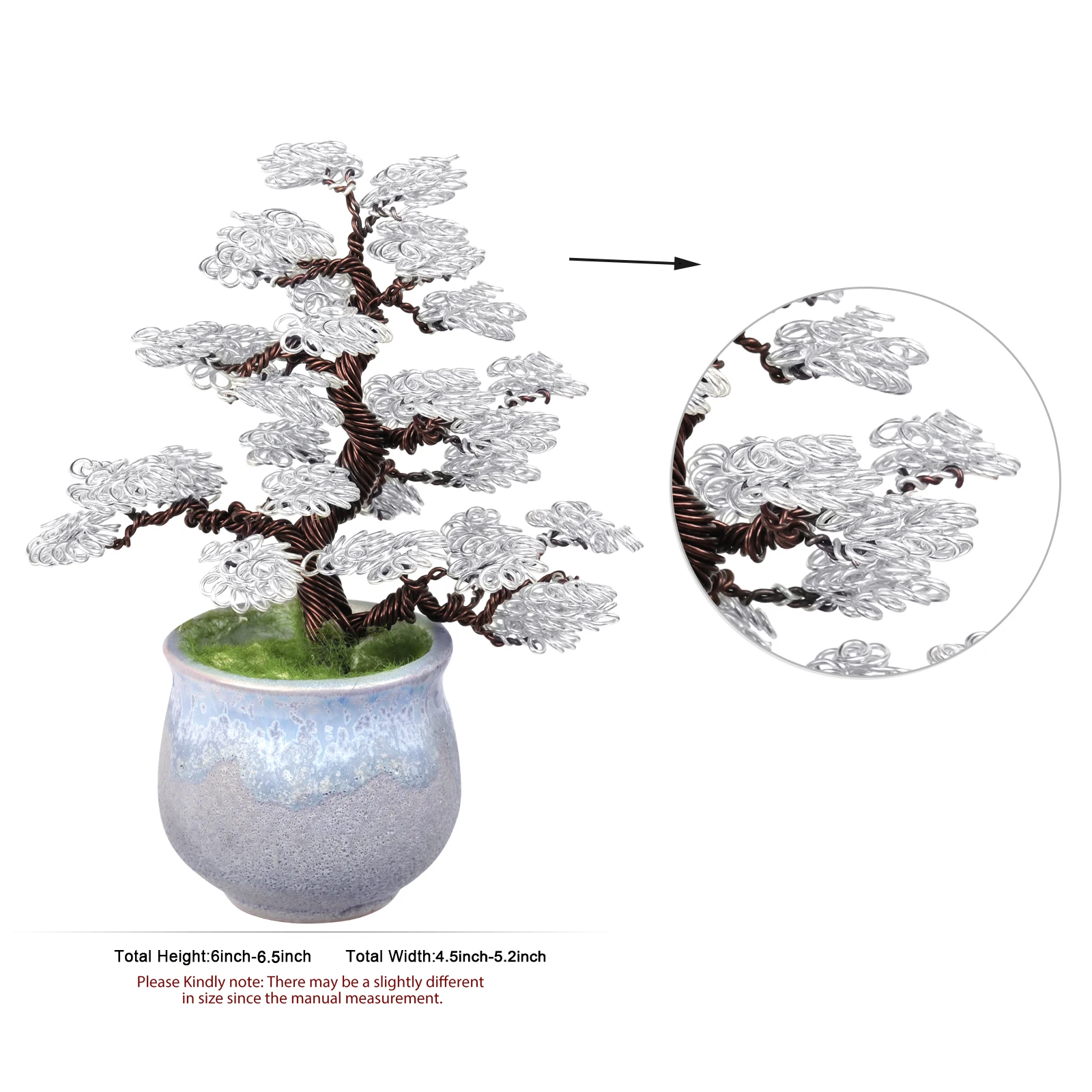 Lucky Money Tree Green Plastic Grass Bonsai Style With Ceramics Base Wire Wrapped MIni Tree For Table Decoration Home Ornaments