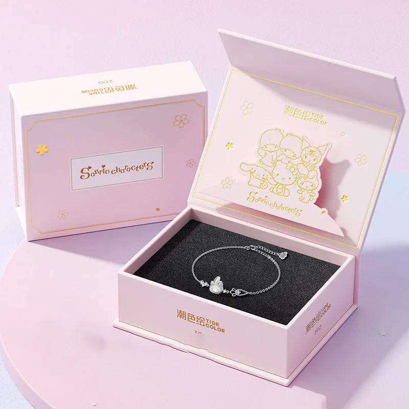 

Простые браслеты Zgo Sanrio из серебра 925 пробы с подлинной лицензией и именем «Моя Мелодия», Свадебные украшения с героями мультфильмов, милые Аниме Подарки для девушек