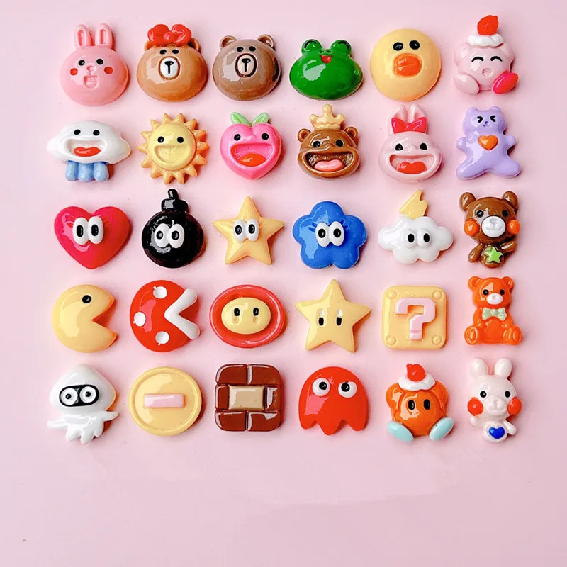 

30Pcs Mini Cute Cartoon Game Patch Flatback Resin Cabochon Scrapbook Applique DIY Storage Box Phone Decoration Jewelry Accessory