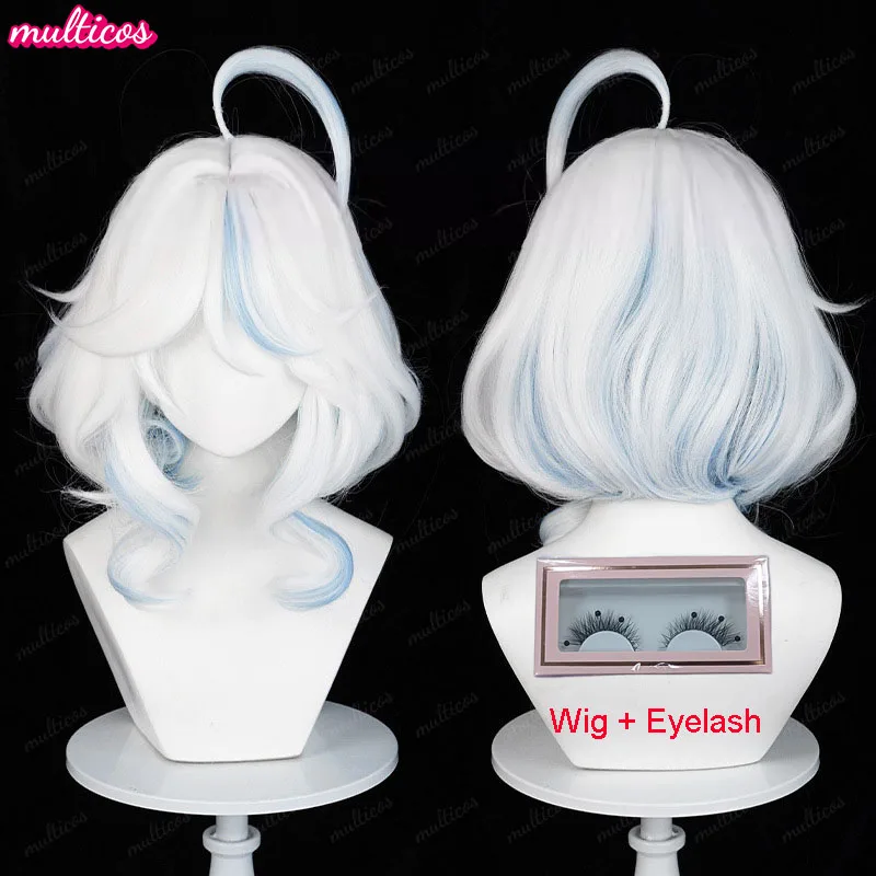 Фото Высокое качество Focalors Wig Fontaine Furina Косплей Парик Игра Genshin Синий Белый Термостойкие Синтетические Волосы Аниме Парики + Кепка Для Парика №3