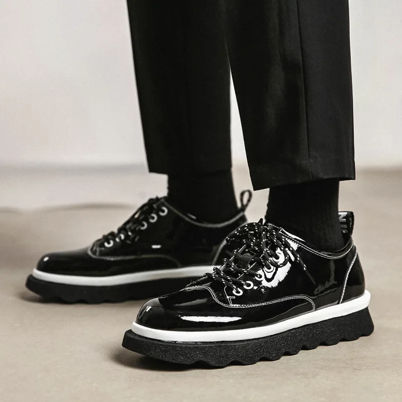 

Men's Shoes Fashion Leather Shoes Platform Shoes Leather Lace Up Casual Shoes Men Leather Original Designer Men Sneakers