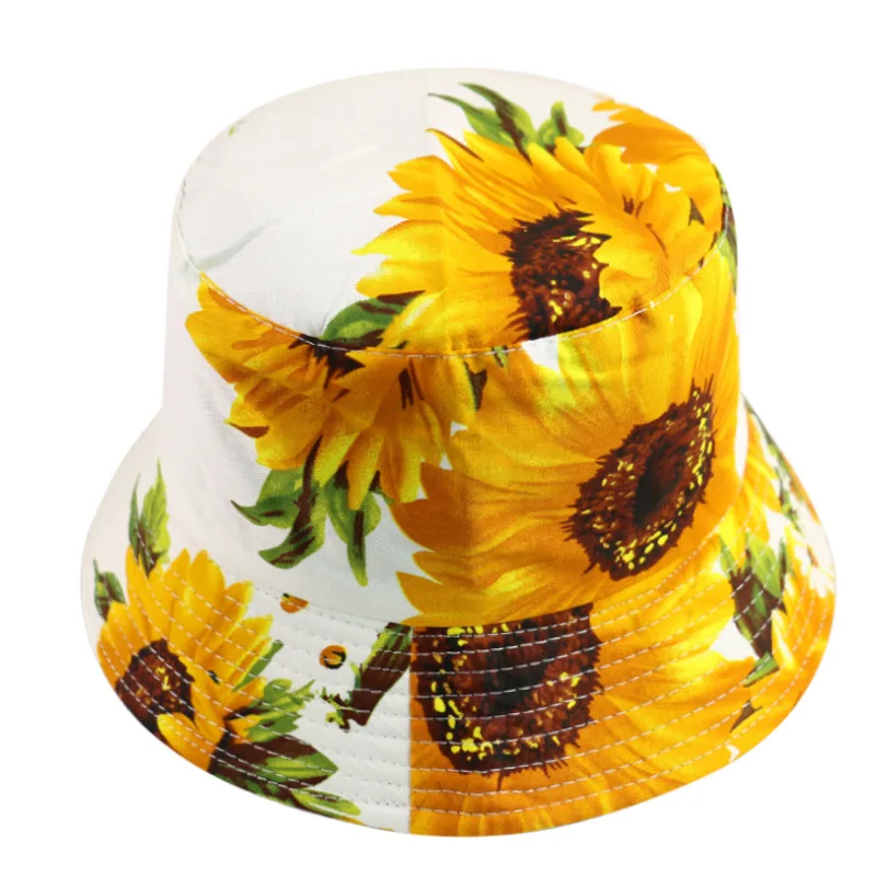 

New 3d Sunflowers Wear Fisherman's Hat On Both Sides, Women's Street Trend Printed Basin Hat, Summer Outdoor Fashion Bucket Hat