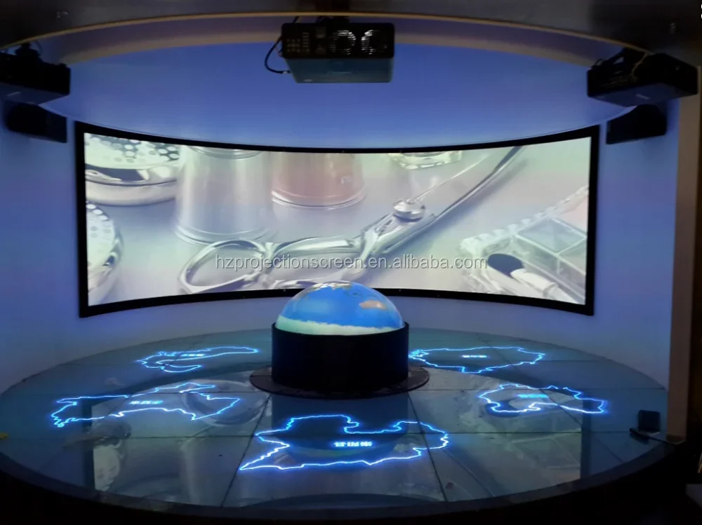 Высококачественный кинотеатр 3D 120 дюйма изогнутый проекционный экран высокого