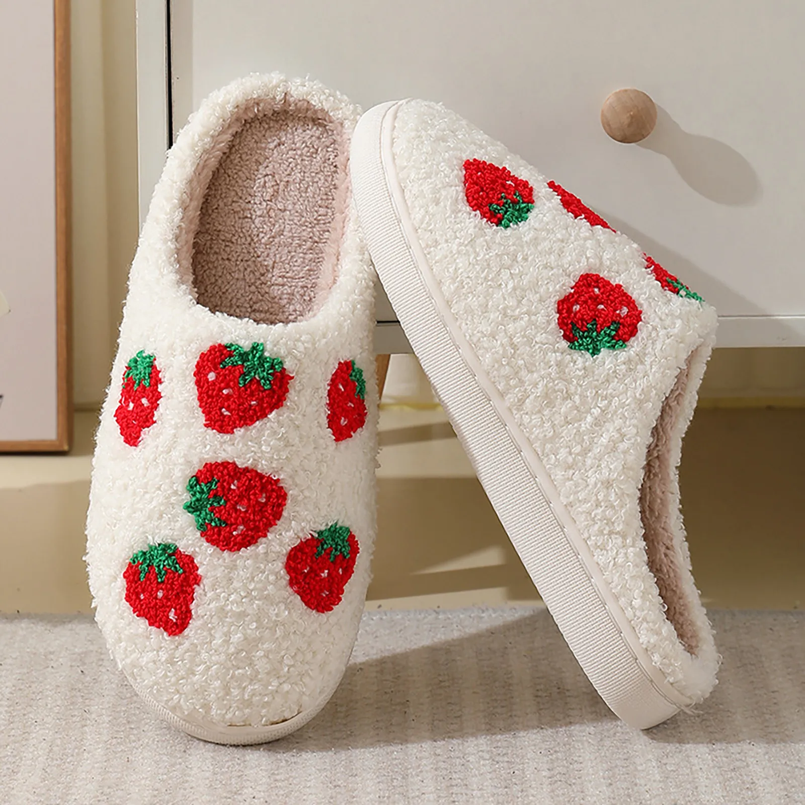 Lightning Blue/ Pink Wnter Warm Home Slippers For Woman Man Fulffy Fur Slippers Indoor House Footwear