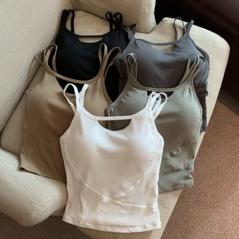 Спортивная майка с полыми подтяжками женские цельные подушечками для