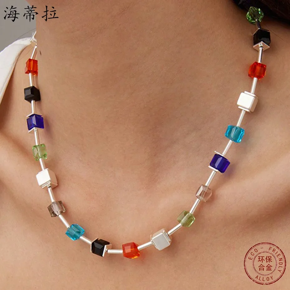 Лидер продаж цветное ожерелье из бисера в форме сахарного куба простое и модное