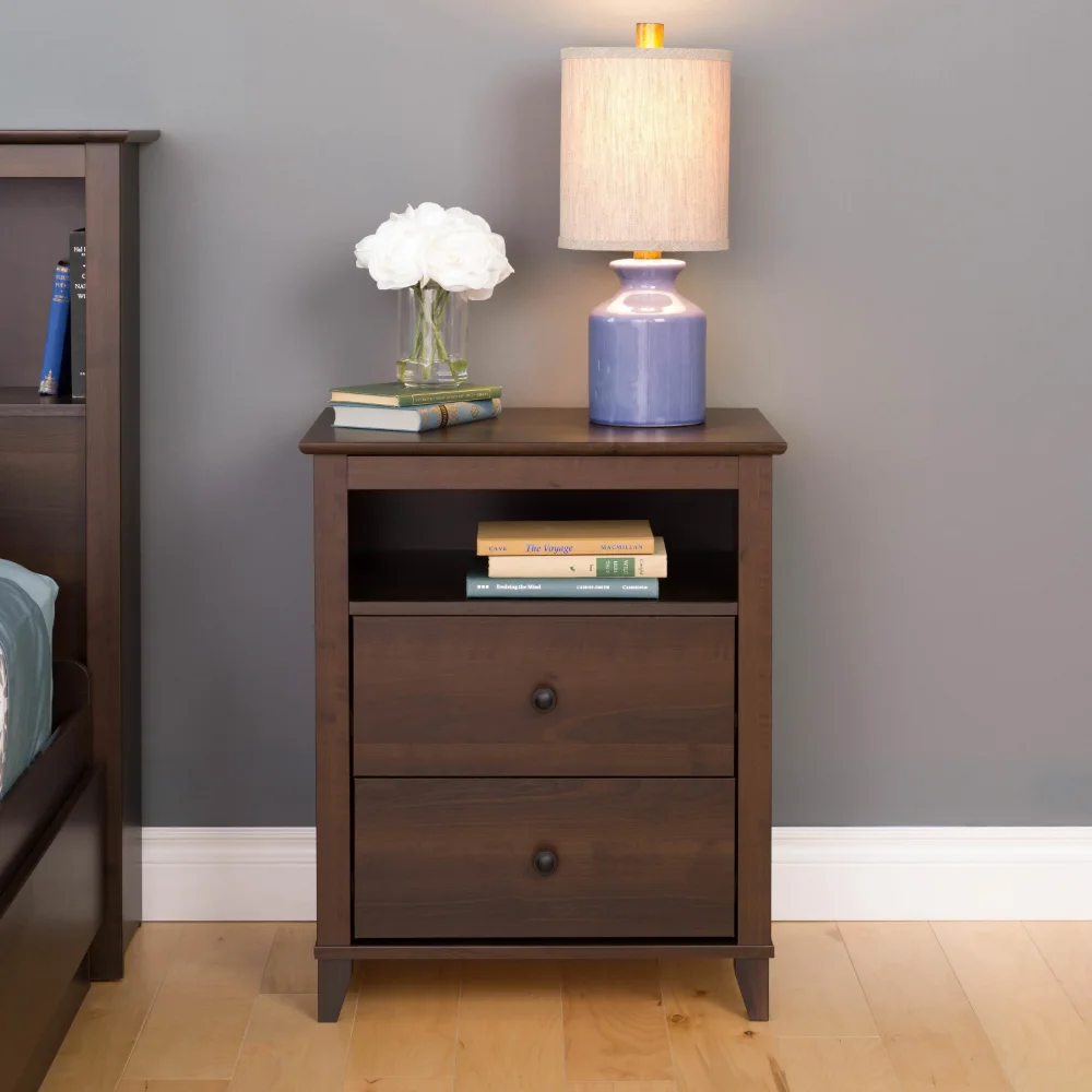 

BOUSSAC Yaletown 2-Drawer Tall Nightstand, Espresso Modern Furniture Decoration Atmosphere and elegance Happiness