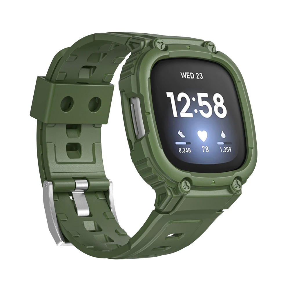 Modification Kit TPU Case Band For Fitbit Versa 4 3 Rubber Sports Cover Bracelet Strap Loop For Fitbit Sense 2 Replacement