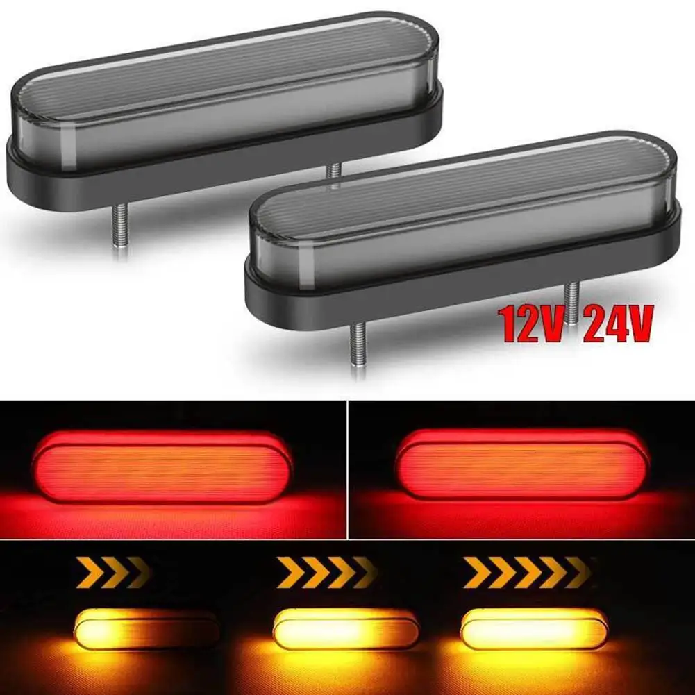 

1 Pair 34led Bi-color 3 In 1 Guide Light Trailer Truck Brake Flowing Drl Light Turn Signal Waterproof Indicator