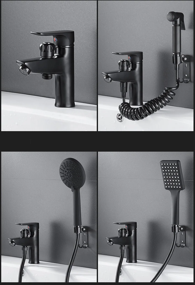 Luxury Brass Basin Faucet Set Bathroom Bathtub Shower with Handheld Head Hot And Cold Water Mixer for Hair Wash