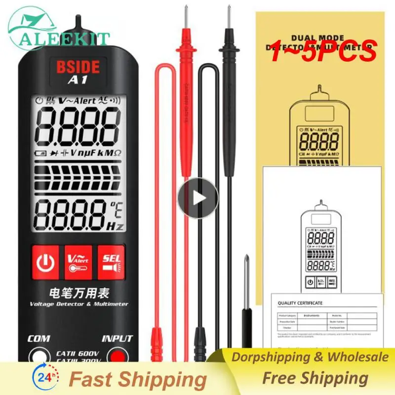 

1 ~ 5 шт. мини-мультиметр, автоматический интеллектуальный цифровой мультиметр с ЖК-дисплеем, мультиметр постоянного напряжения, Омметр, NCV Гц, тестер проводов