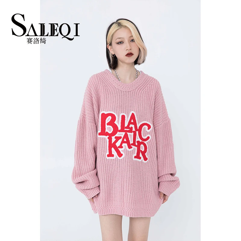 

Женский вязаный свитер с круглым вырезом, длинным рукавом