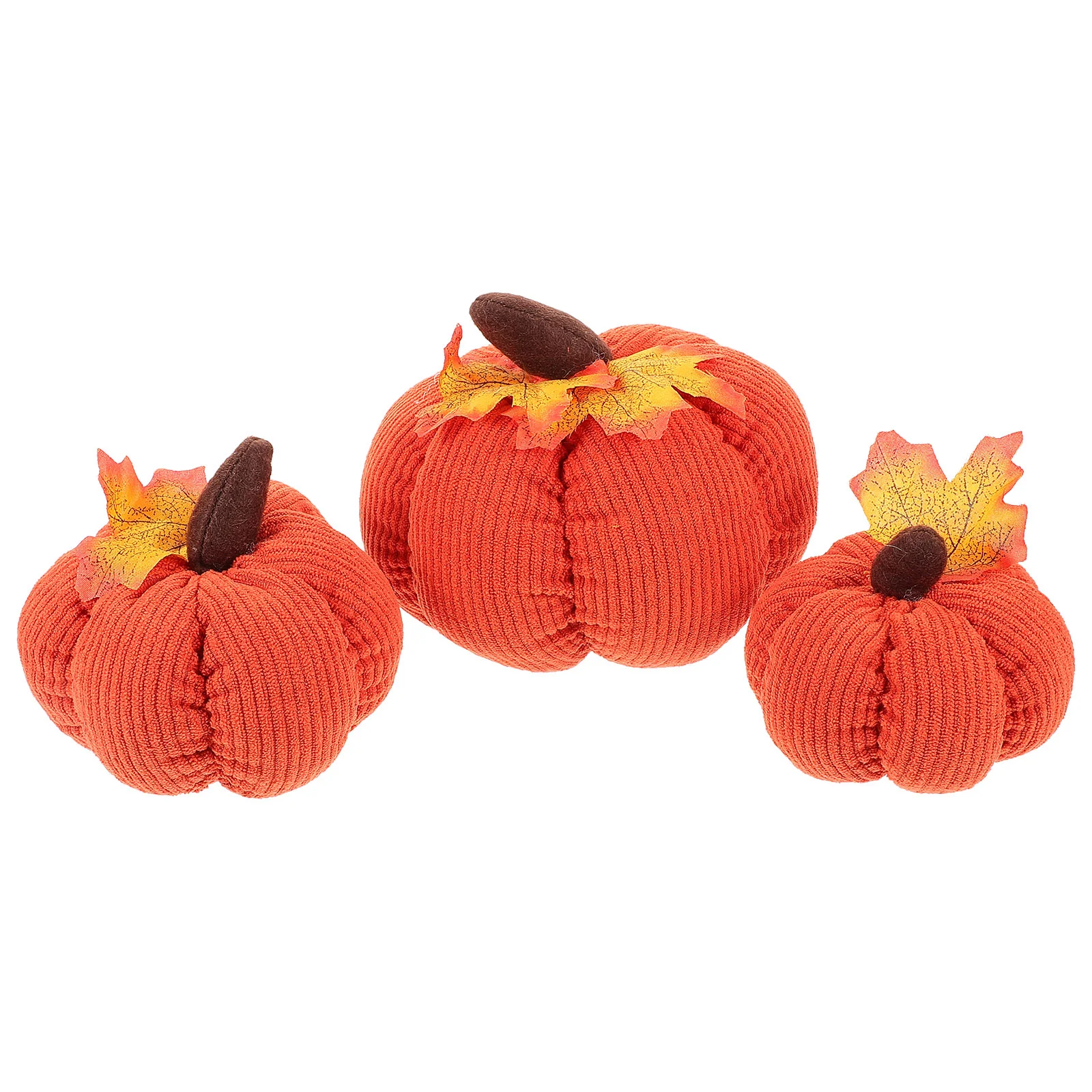 

3 Pcs Harvest Decors Desktop Pumpkin Plush Figure Toys Decorate Decorative Thanksgiving Adorn Pp Cotton Ornament Out Door