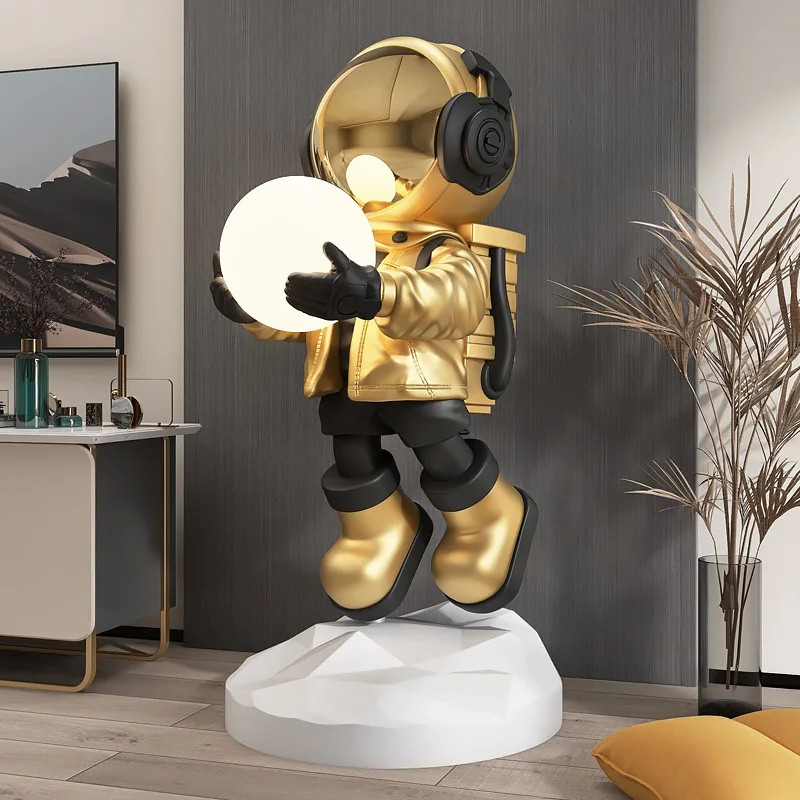 

Modern Art Home Decor Astronaut Statue Resin Crafts Fashion Sculpture Creative Corridor Light Indoor Floor Decoration Ornaments