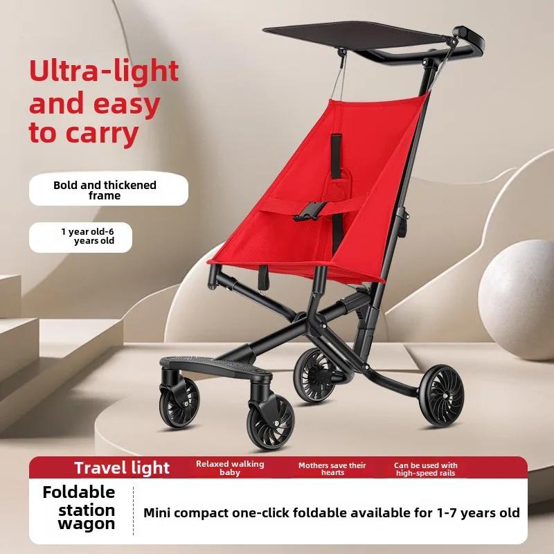 Фото TrikeBaby Walking Artifact Four для малышей, лежащая двусторонняя тележка, легкая складная коляска для детей от 1 до 6 лет, одобренная самолетом, солнцезащитный козырек №4