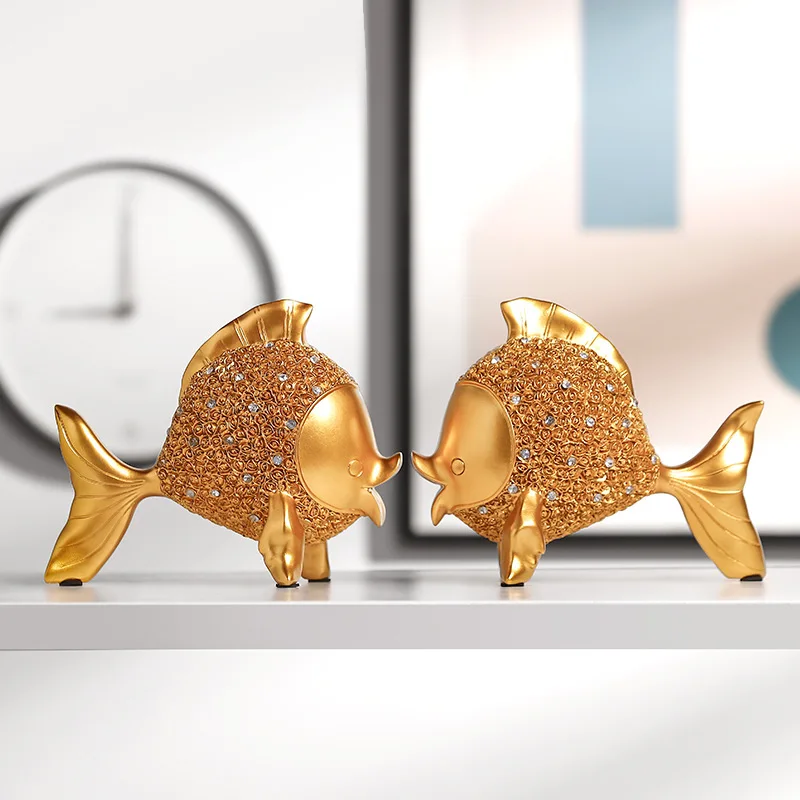 

Simulation Creative Golden Fish Marine Life Desktop Decoration Living Room Porch TV Cabinet Decorative Resin Crafts Home Decor