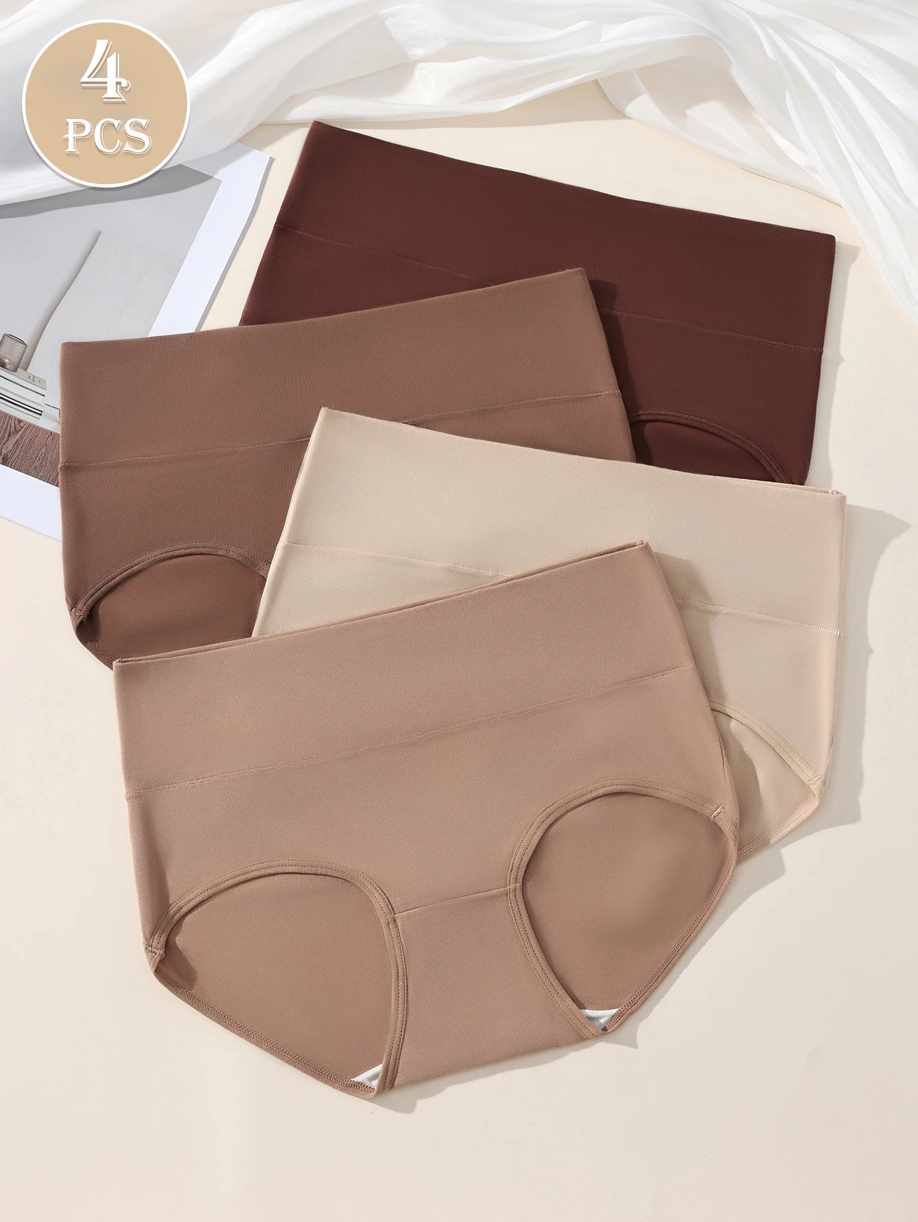 4 шт. женское нижнее белье из натурального хлопка с высокой талией