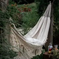 Double Boho Tassel Nest Hammock Hanging Swing Chair Outdoor/Indoor Picnic Garden