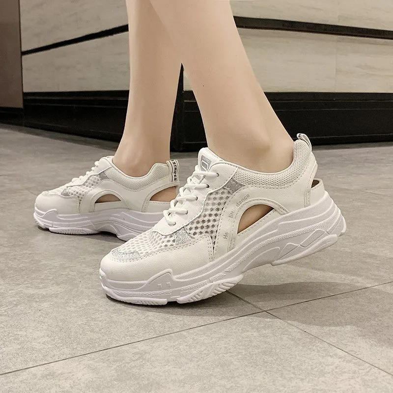 Casual Sneaker Sandals Women Breathable Chunky Platform Summer Trainer Sneakers for Girls Platform Shoes Flat Sandals Sandalias