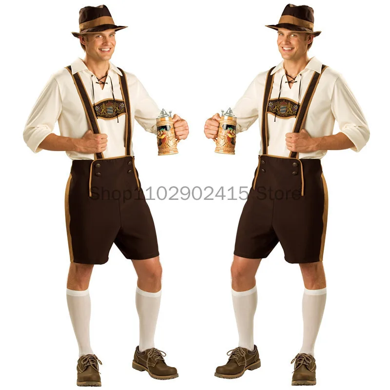 

Мужской костюм Октоберфест Lederhosen, баварский костюм Октоберфест, немецкий пивной костюм, подтяжки, шорты для мужчин